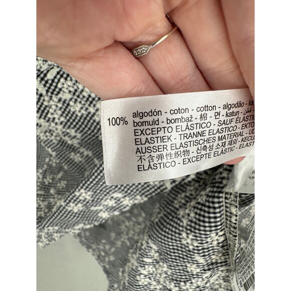 Zara Dress Women Medium Black Mini Gingham Plaid Floral Halter Open Back Cottage - Picture 7 of 9